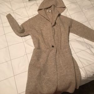 Uniqlo beige 100% wool long cardigan sweater